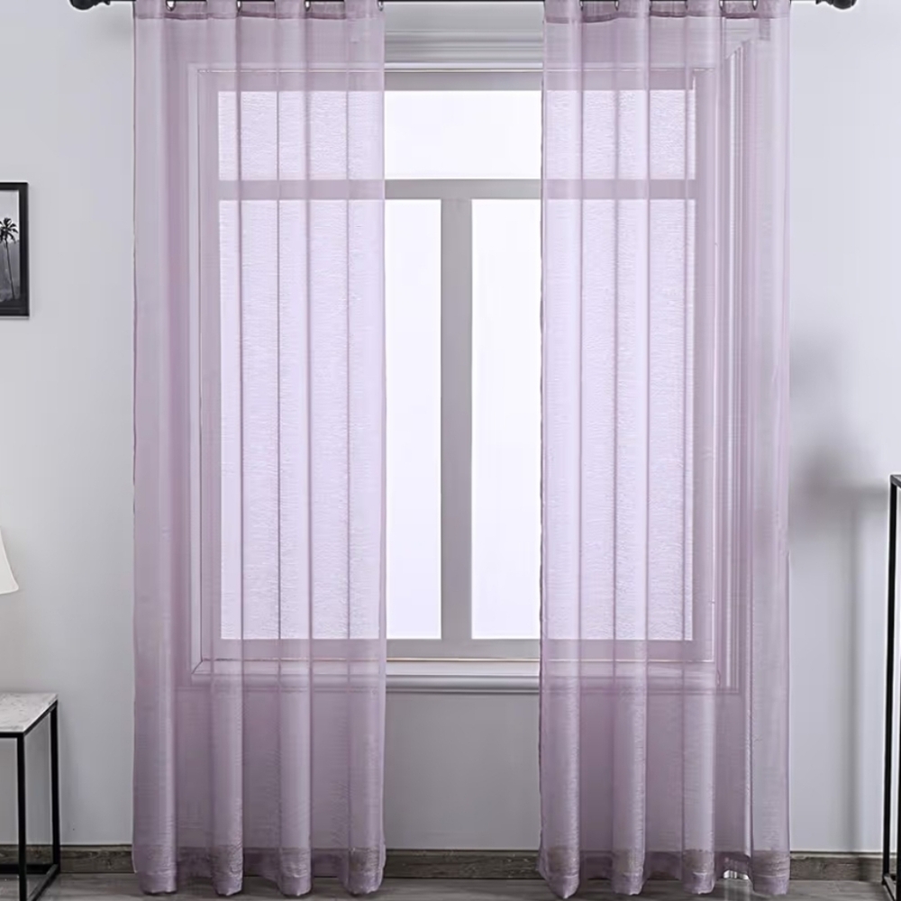 DONREN Lavender 2 Sheer Curtain Panels With Rod Pocket 52" by 72"